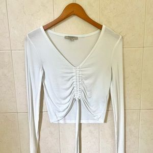 ALL SAINTS Ruched Long Sleeve Ribbed Top Size Medium